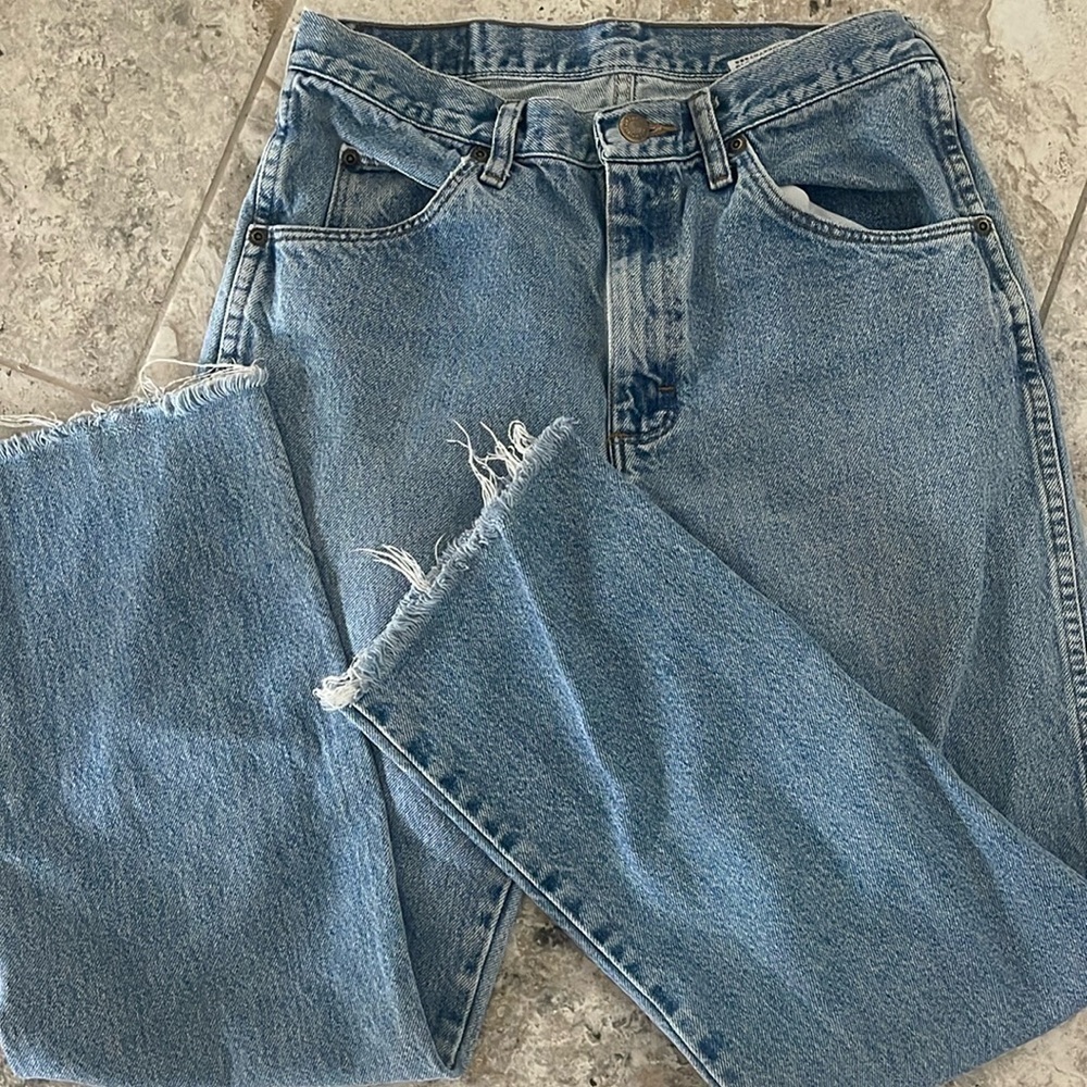 WRANGLER MENS BLUE DENIM JEANS sz 30 x 27 (read description) - Picture 1 of 15